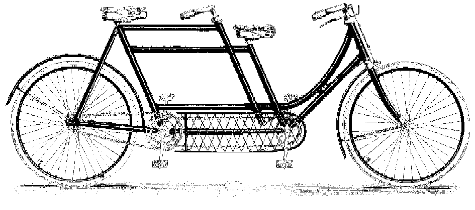 Panter Tandem mit tiefem Durchstieg vorne und doppelter Lenkung (um 1895)
